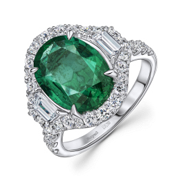 Кольцо с бриллиантами и изумрудом