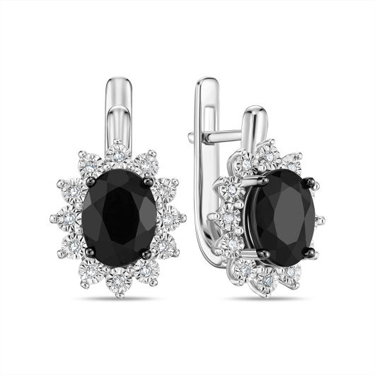 Серьги с бриллиантами и цветными сапфирами