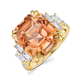 Кольцо с бриллиантами и турмалином