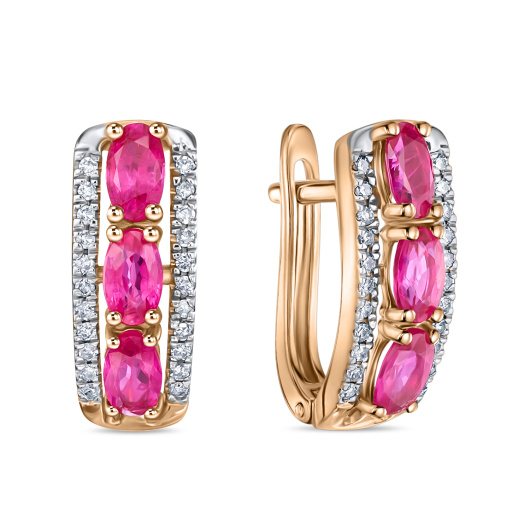 Серьги с бриллиантами и рубинами