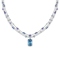 Колье с топазами, бриллиантами, иолитами, лондон топазом, танзанитами и цирконом - фото 1