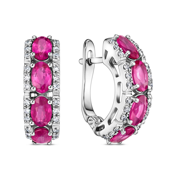 Серьги с бриллиантами и рубинами - фото 1