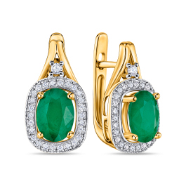 Серьги с бриллиантами и изумрудами