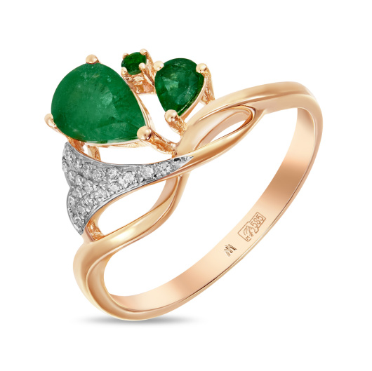 Кольцо с бриллиантами и изумрудами