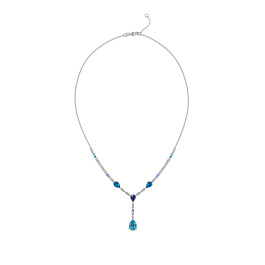 Колье с бриллиантами, иолитом, лондон топазами, танзанитами и цирконом