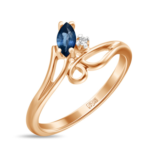 Кольцо с сапфиром и фианитом