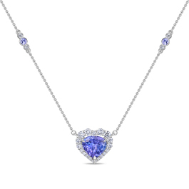 Колье с бриллиантом и танзанитами
