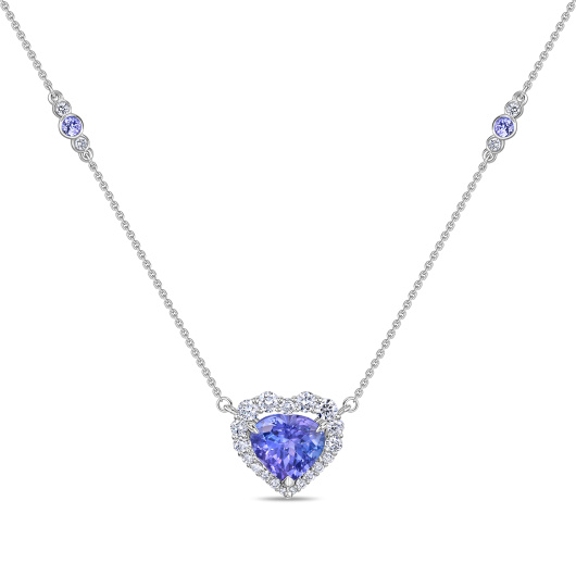 Колье с бриллиантом и танзанитами