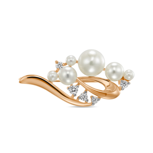 Брошь с жемчугом и фианитами