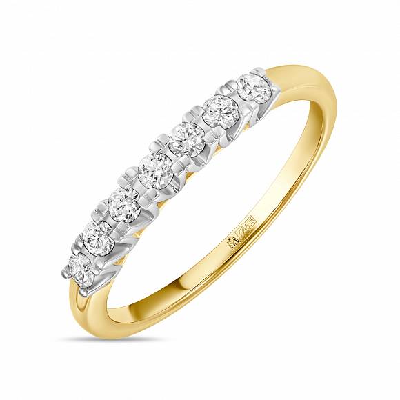 Обручальное кольцо-дорожка из золота с 7 бриллиантами (0,24 карат) R01-35778 - Фото 1