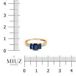Кольцо с бриллиантами и сапфирами