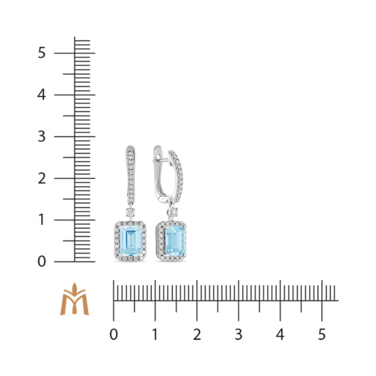 Серьги с аквамаринами и бриллиантами