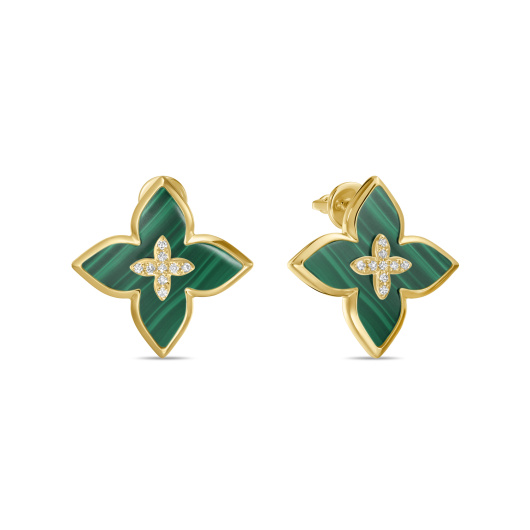Серьги с бриллиантами и малахитом