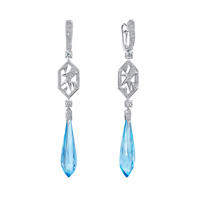 Серьги с топазами и бриллиантами - фото 1