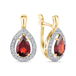 Серьги с гранатами и фианитом