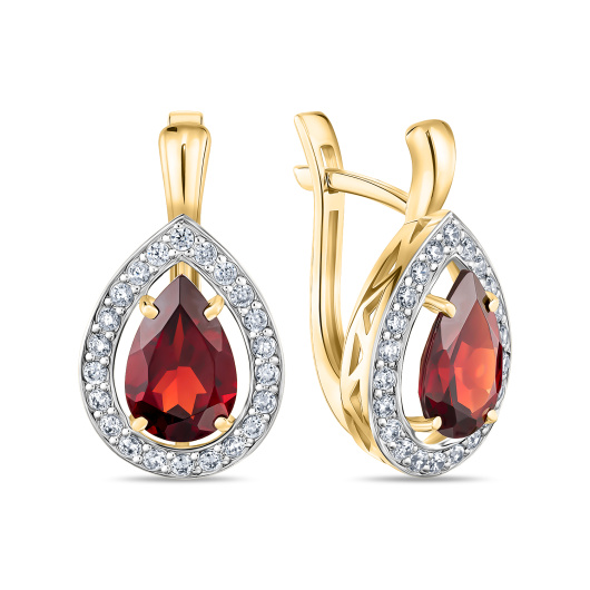 Серьги с гранатами и фианитами