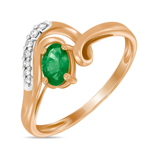 Кольцо с изумрудом и бриллиантами