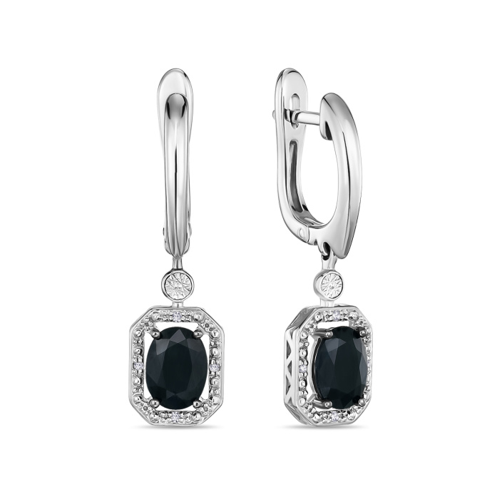 Серьги с бриллиантами и цветными сапфирами - фото 1