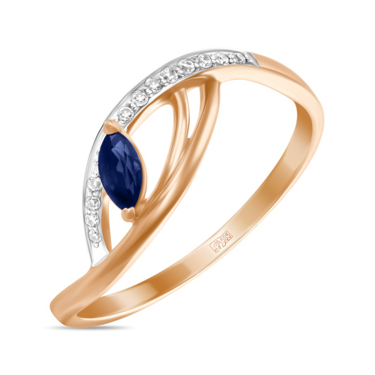 Кольцо с бриллиантами и сапфиром