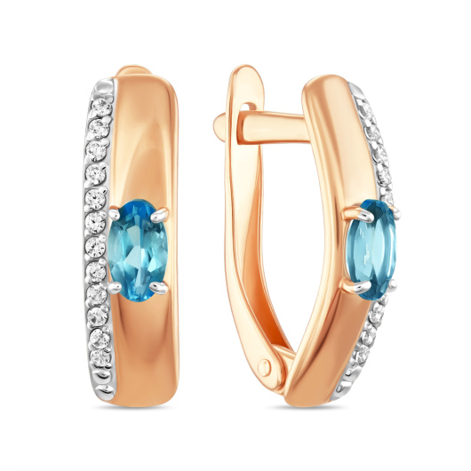 Серьги с фианитом и топазом