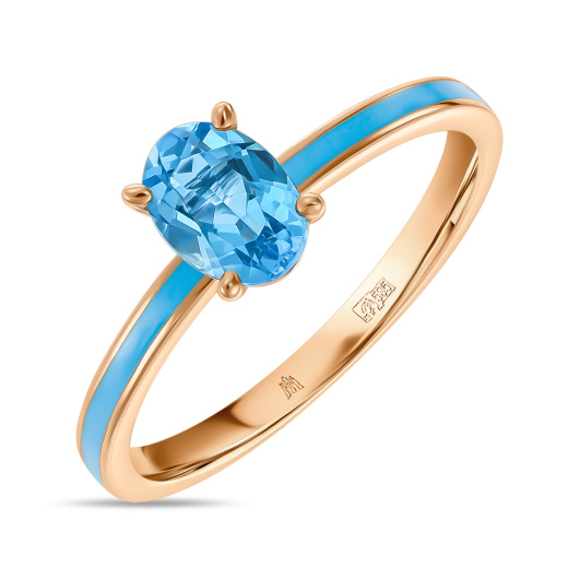 Кольцо с топазом и эмалью