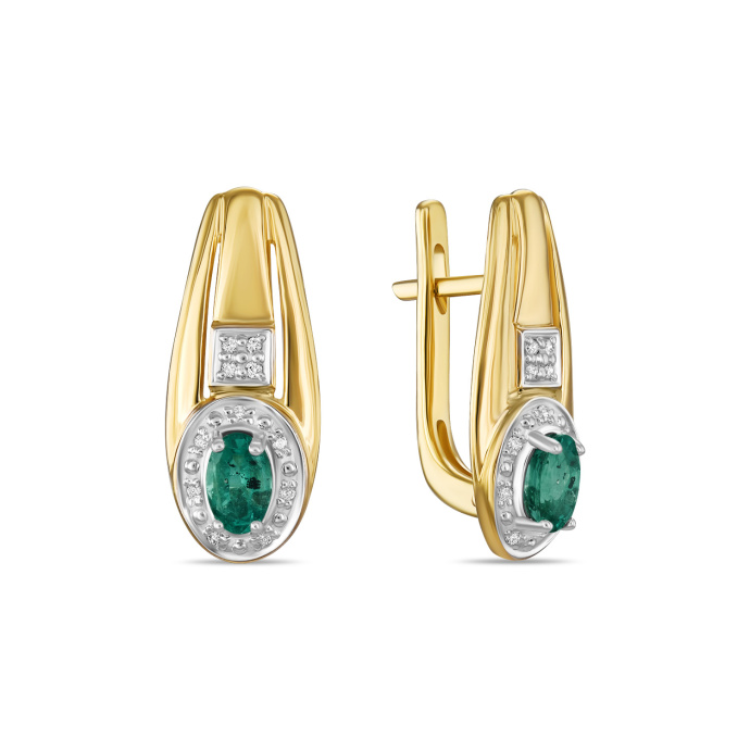 Серьги с бриллиантами и изумрудами - фото 1 Серьги с бриллиантами и изумрудами - фото 1