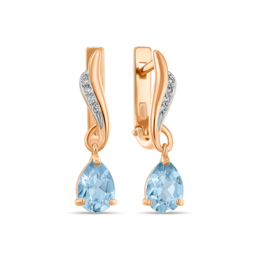 Серьги с фианитами и топазами