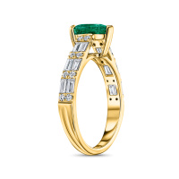 Кольцо с бриллиантами и изумрудом - фото 2