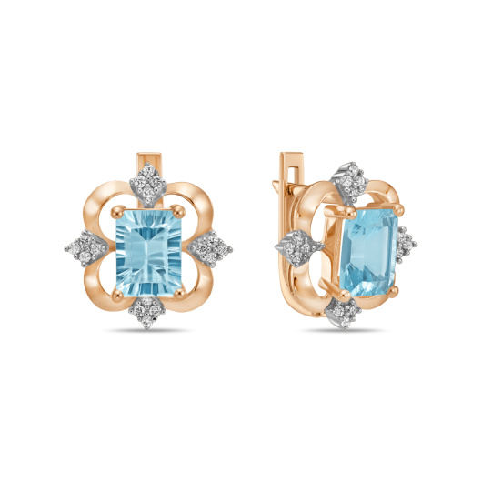 Серьги с топазом и бриллиантами