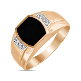 Кольцо с эмалью и фианитом