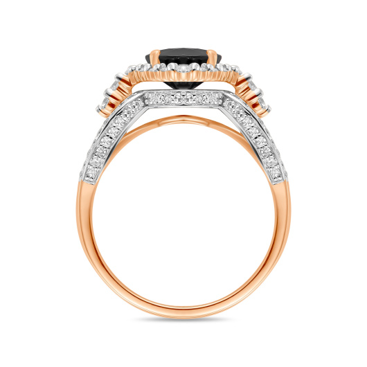 Кольцо с бриллиантами и цветными сапфирами