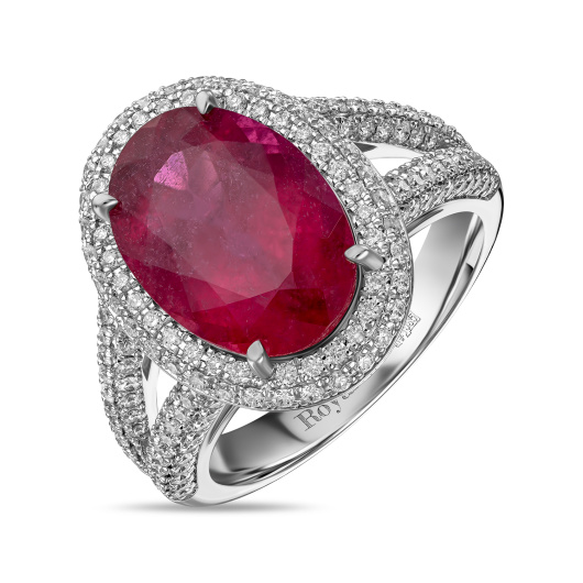 Кольцо с бриллиантами и рубеллитом
