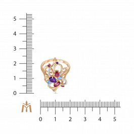 Кольцо с аметистами, топазом, бриллиантами и турмалином