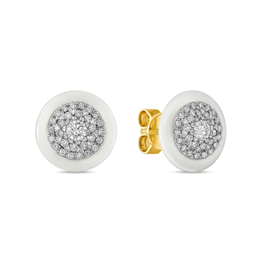 Серьги с керамикой и бриллиантами