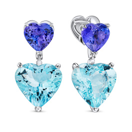 Серьги с аквамаринами и танзанитами