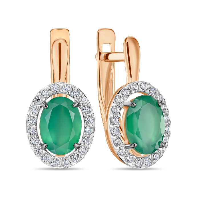 Серьги с агатами и фианитами - фото 1 Серьги с агатами и фианитами - фото 1