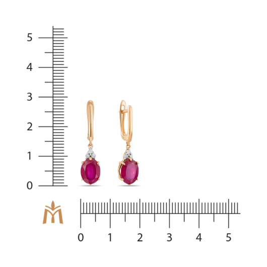 Серьги с облагороженным рубином
