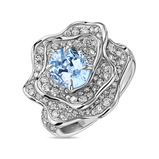 Кольцо с аквамарином и бриллиантами