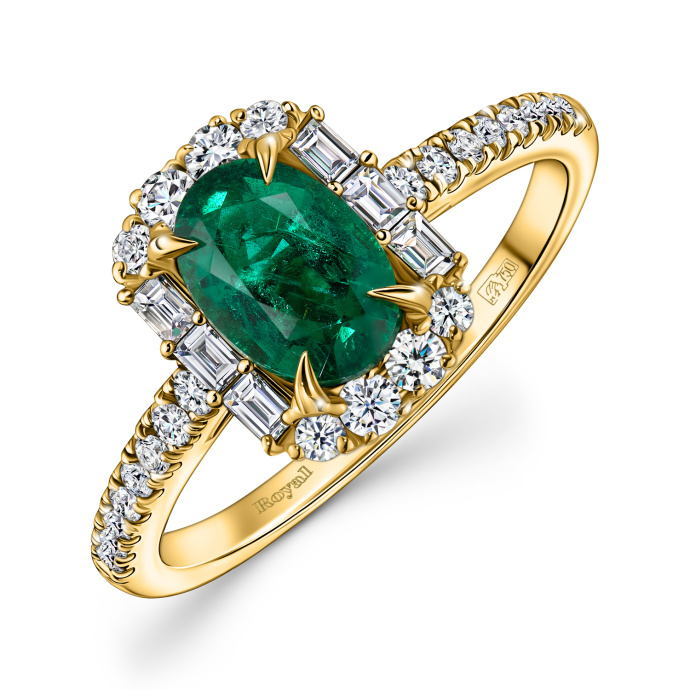 Кольцо с бриллиантами и изумрудом - фото 1