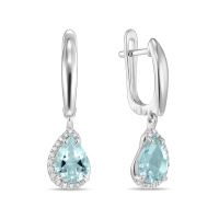 Серьги с аквамаринами и бриллиантами - фото 1