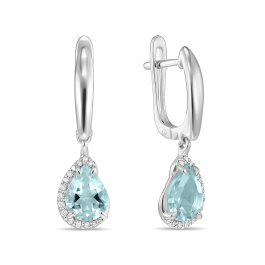 Серьги с аквамаринами и бриллиантами