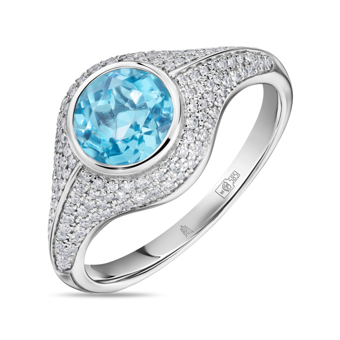 Кольцо с топазом и бриллиантами - фото 1 Кольцо с топазом и бриллиантами - фото 1