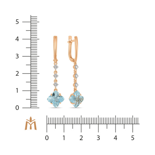 Серьги с топазом и фианитами