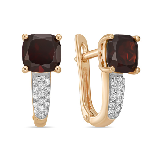 Серьги с гранатами и фианитами