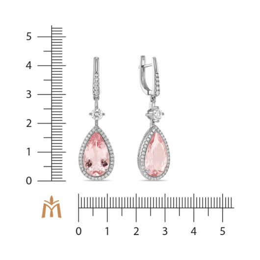 Серьги с бриллиантами и морганитами