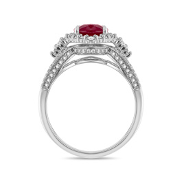 Кольцо с бриллиантами и облагороженным рубином