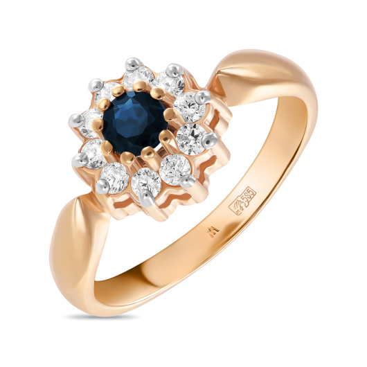 Кольцо с сапфиром и фианитом