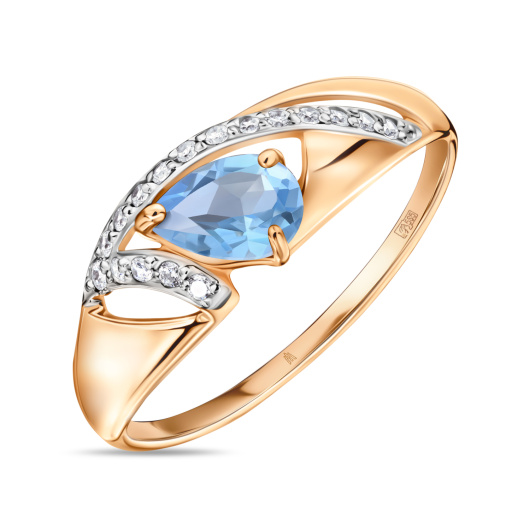 Кольцо с топазом и фианитами
