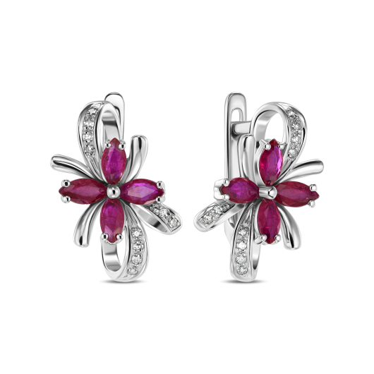 Серьги с бриллиантами и рубинами