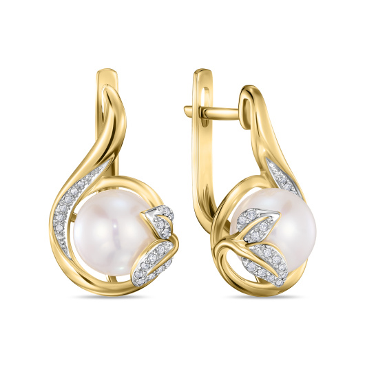 Серьги с бриллиантами и жемчугом